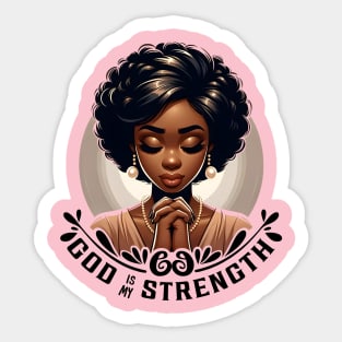 Praying woman - God is my strength Sticker